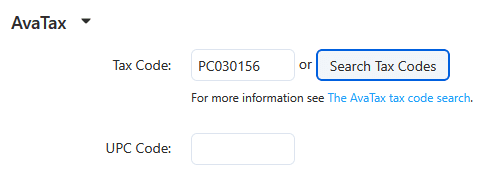 Screenshot of shipping tax code field in the Avalara Avatax CS-Cart addon
